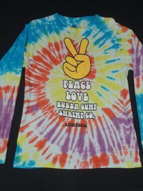 BUBBA GUMP SHRIMP GATLINBURG TN PEACE LOVE MEDIUM LONG SLEEVE TIE-DYE SHIRT L579